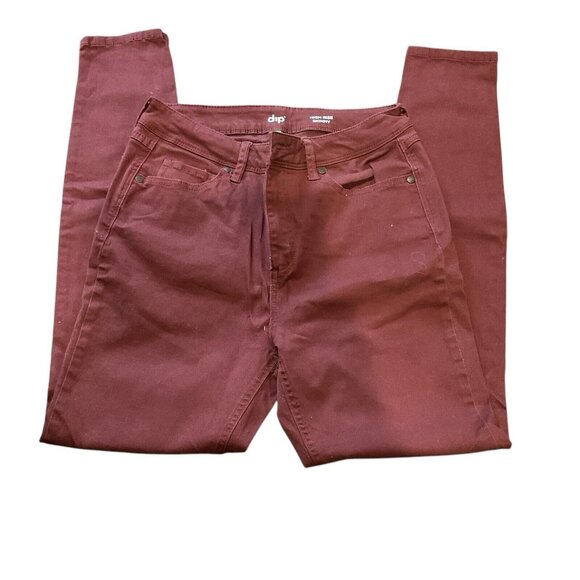 Dip Jeans Women's Size 10 Red Skinny Mid Rise Denim Stretch Dark Wash Cas… - Picture 1 of 8